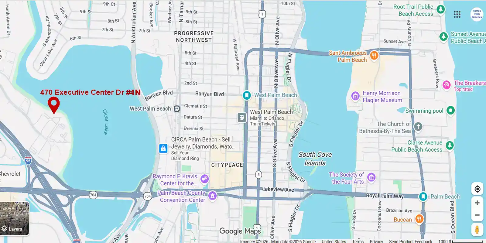 470 Executive Center Dr 4N West Palm Beach FL 33401 Google Map Red Location Pin