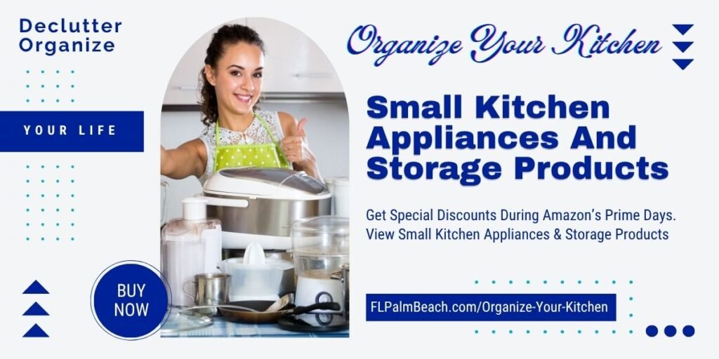 Declutter Organize Your Kitchen Navy on Cream Image