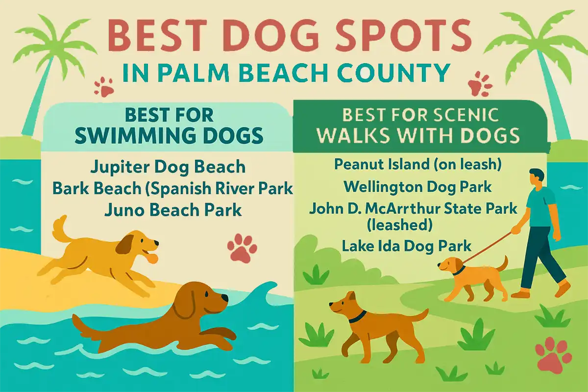 Dog Friendly Beaches & Parks Best Spots Comparison Graphic