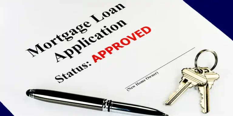 Mortgage-Loan-Approved Black Red Words House Keys Pen to Sign